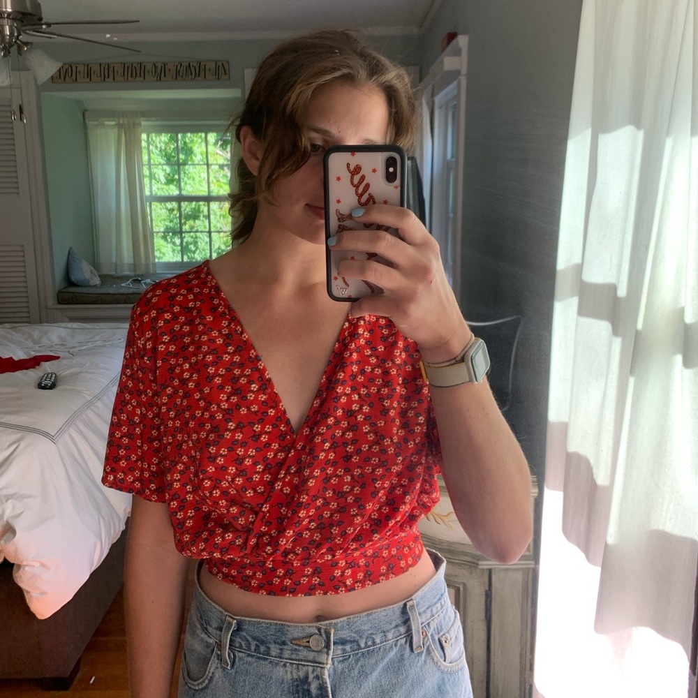 Floral Red Crop Top